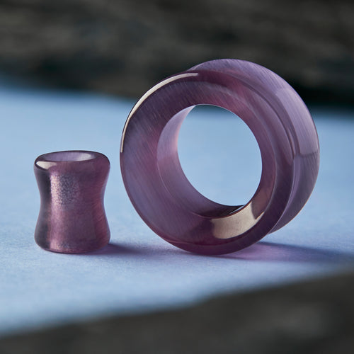 Purple Cats Eye Glass Ear Tunnel