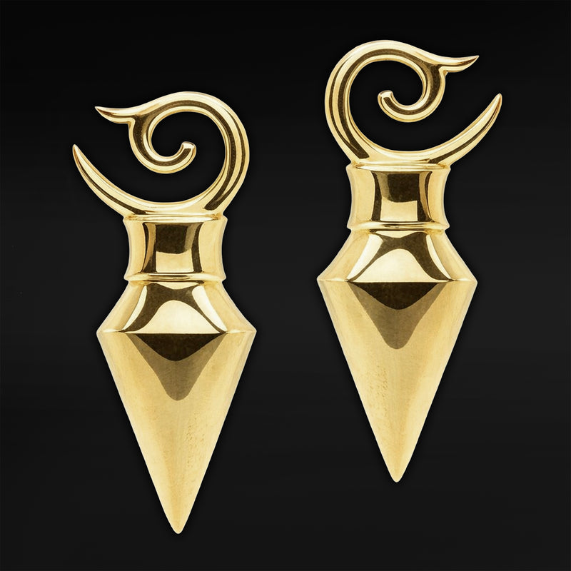 Poids d'oreille pyramide en laiton - Paire