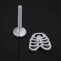 Labret en titane argenté Ribcage à filetage interne, calibre 1,2 mm