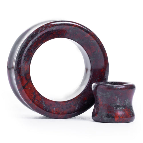 Red Cinnabar & Black Quartz Double Flare Tunnel / Plug / Gauge