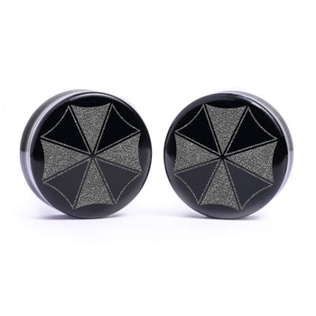 Umbrella Corp. Resident Evil Plug / Gauge - Black Glass | Flat Faced Double Flare