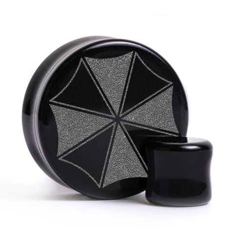 Umbrella Corp. Resident Evil Plug / Gauge - Black Glass | Flat Faced Double Flare