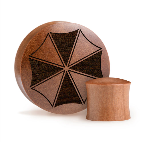 Umbrella Corp. Resident Evil Plug / Gauge - Saba Wood | Convex Double Flare
