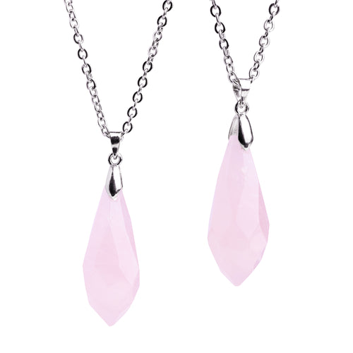 Silver & Rose Quartz Wand Necklace