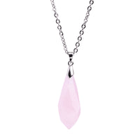 Silver & Rose Quartz Wand Necklace