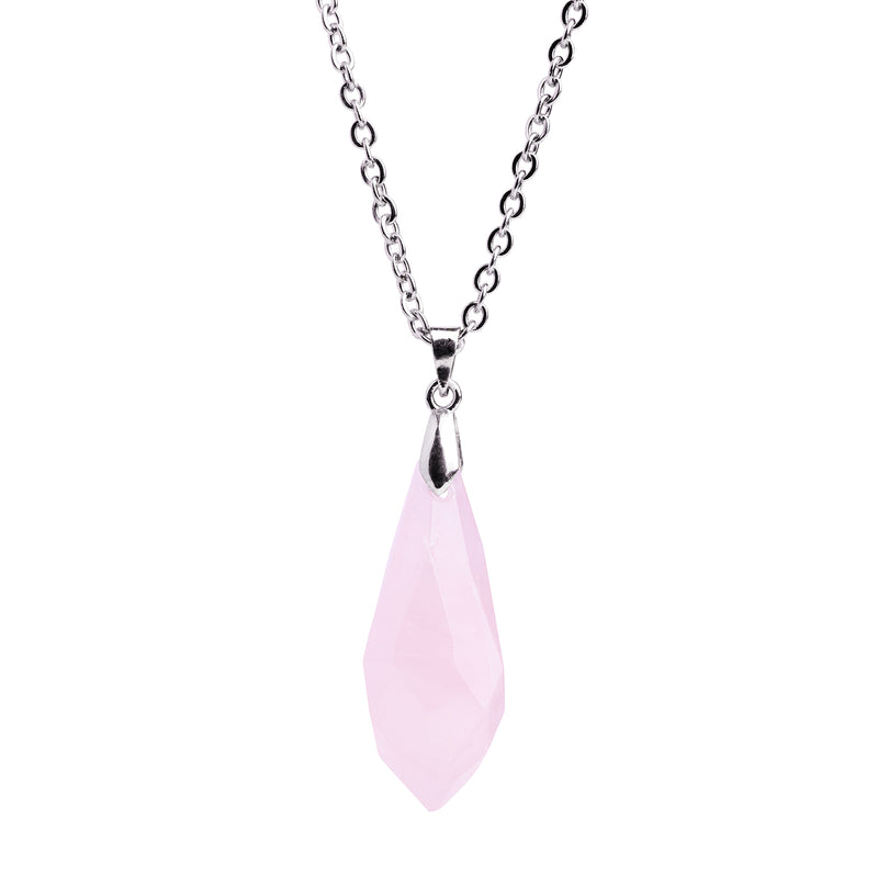 Silver & Rose Quartz Wand Necklace