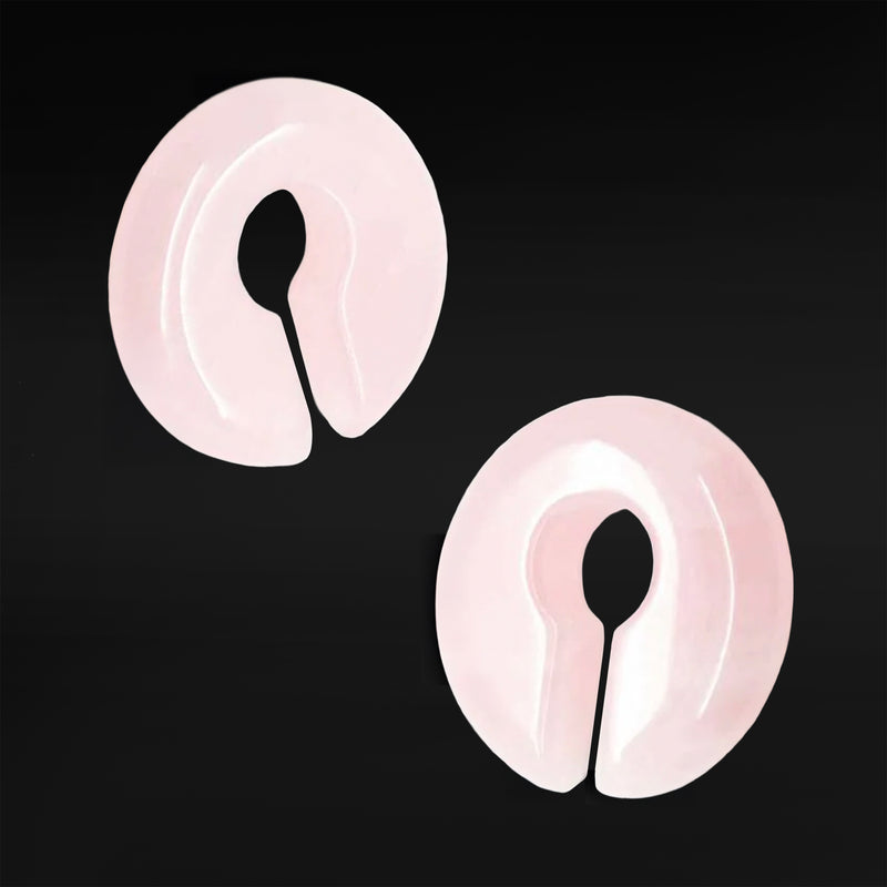 Poids d'oreille circulaires en quartz rose en forme de trou de serrure - paire