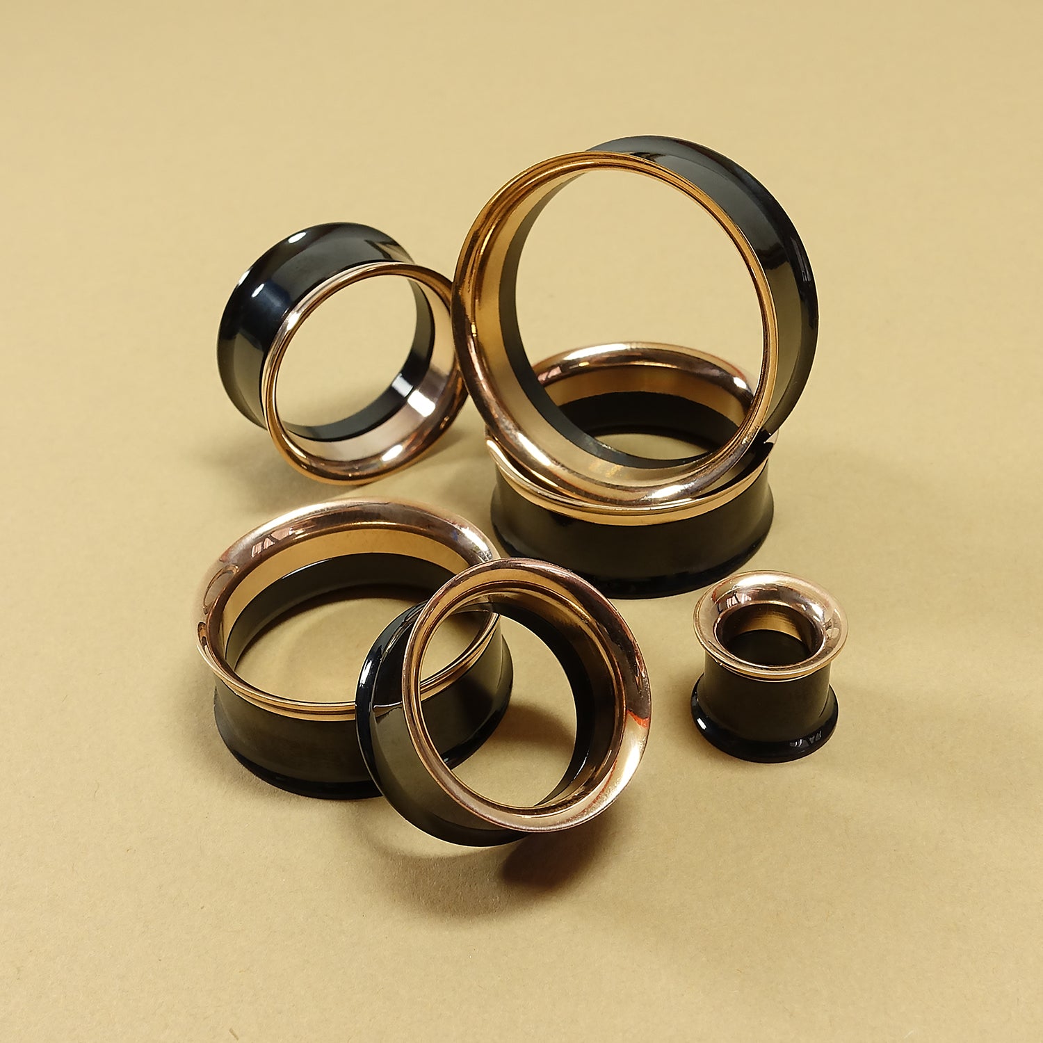 Rose & Black Stainless Steel Double Flared Tunnel