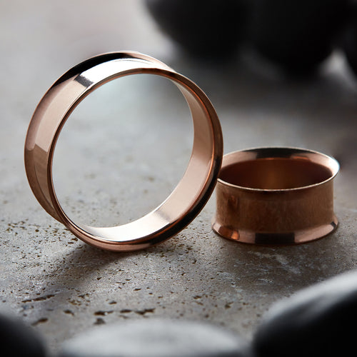Rose Gold Double Flare Stainless Steel Tunnel
