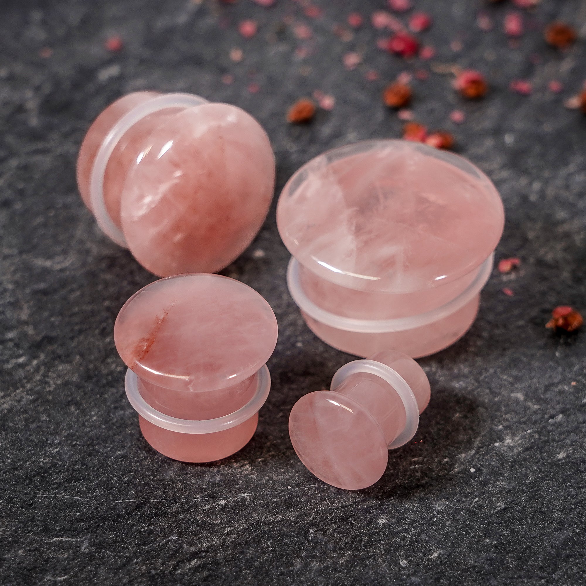 Rose Quartz Single Flare Stone Plug / Gauge