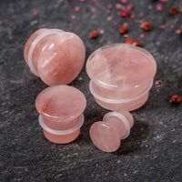 Plug / Gauge en pierre de quartz rose simple évasé