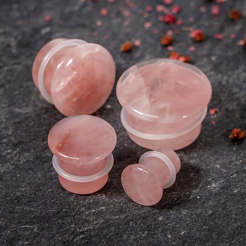 Plug / Gauge en pierre de quartz rose simple évasé