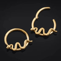 Anneau clicker pour septum, doré, serpent, titane ASTM F136