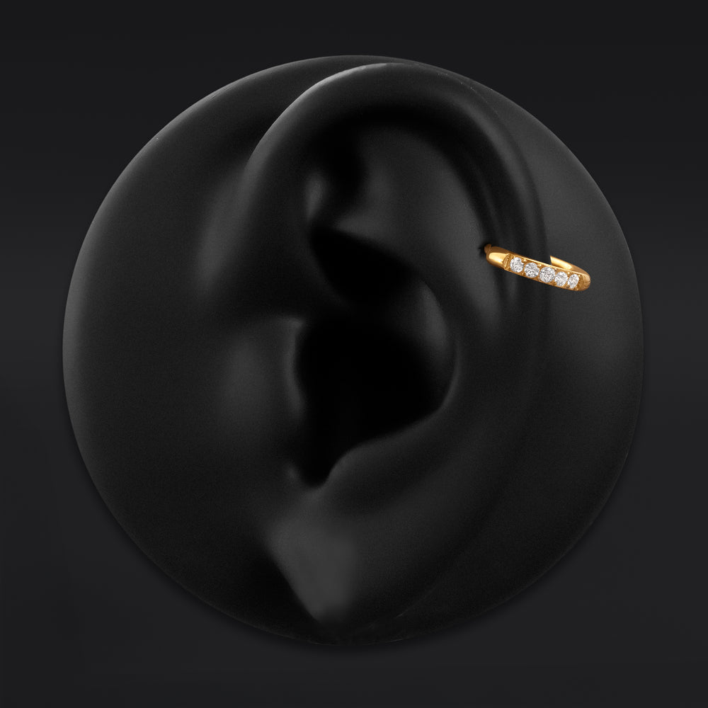 Gold Jewelled Clicker Hinged Ring ASTM F136 Titanium 1mm Gauge - Gold Jewelled Clicker Hinged Ring / ASTM F136 Titanium / 1mm Gauge / Ear / Cartilage / Septum Ring