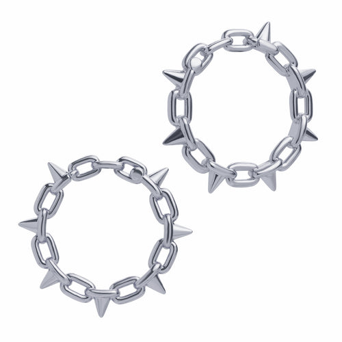 Silver Spiked Chain Earring Hanger Ear Weights (Pair)