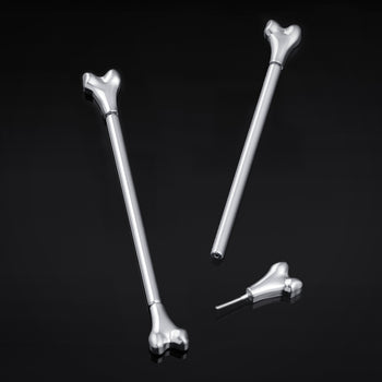 Titanium Threadless Silver Bone Industrial Bar 1.6mm