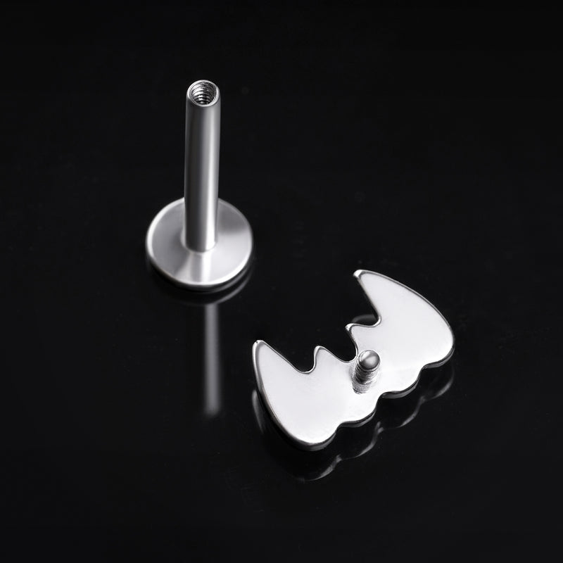 Clou de labret, argent, embout croc, filetage interne, titane, 1.2mm