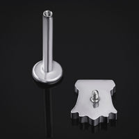 Labret en titane à filetage interne, style pierre tombale argenté, calibre 1,2 mm