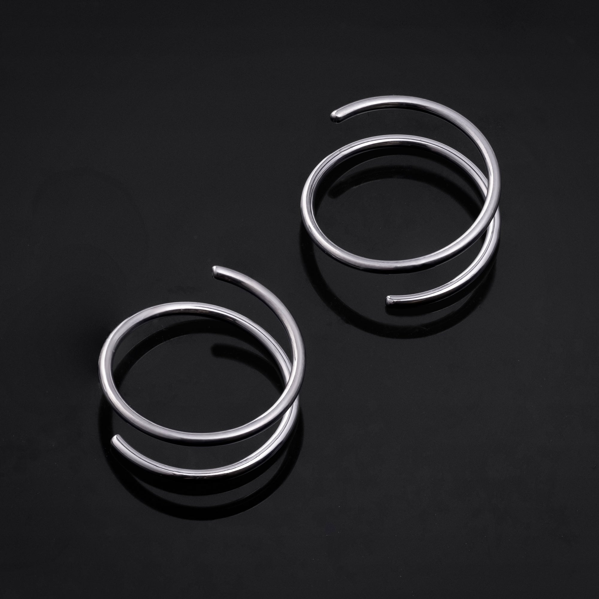 Spiral Nose Ring, Silver, Double Ring Effect, ASTM F136 Titanium, 20G
