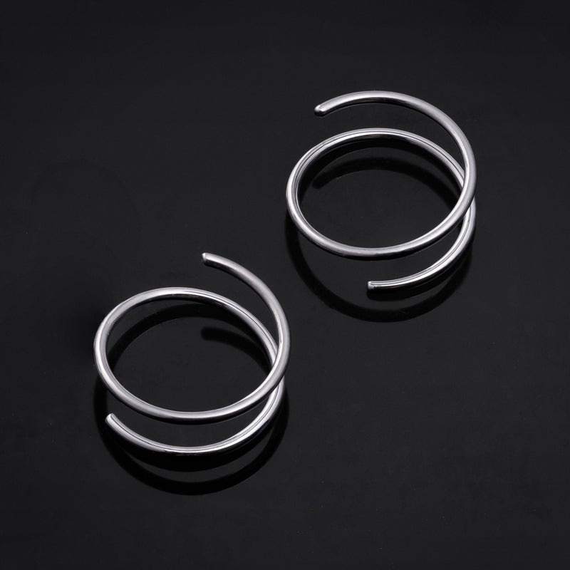 Anneau nasal spiralé, argent, effet double anneau, titane ASTM F136, 20G