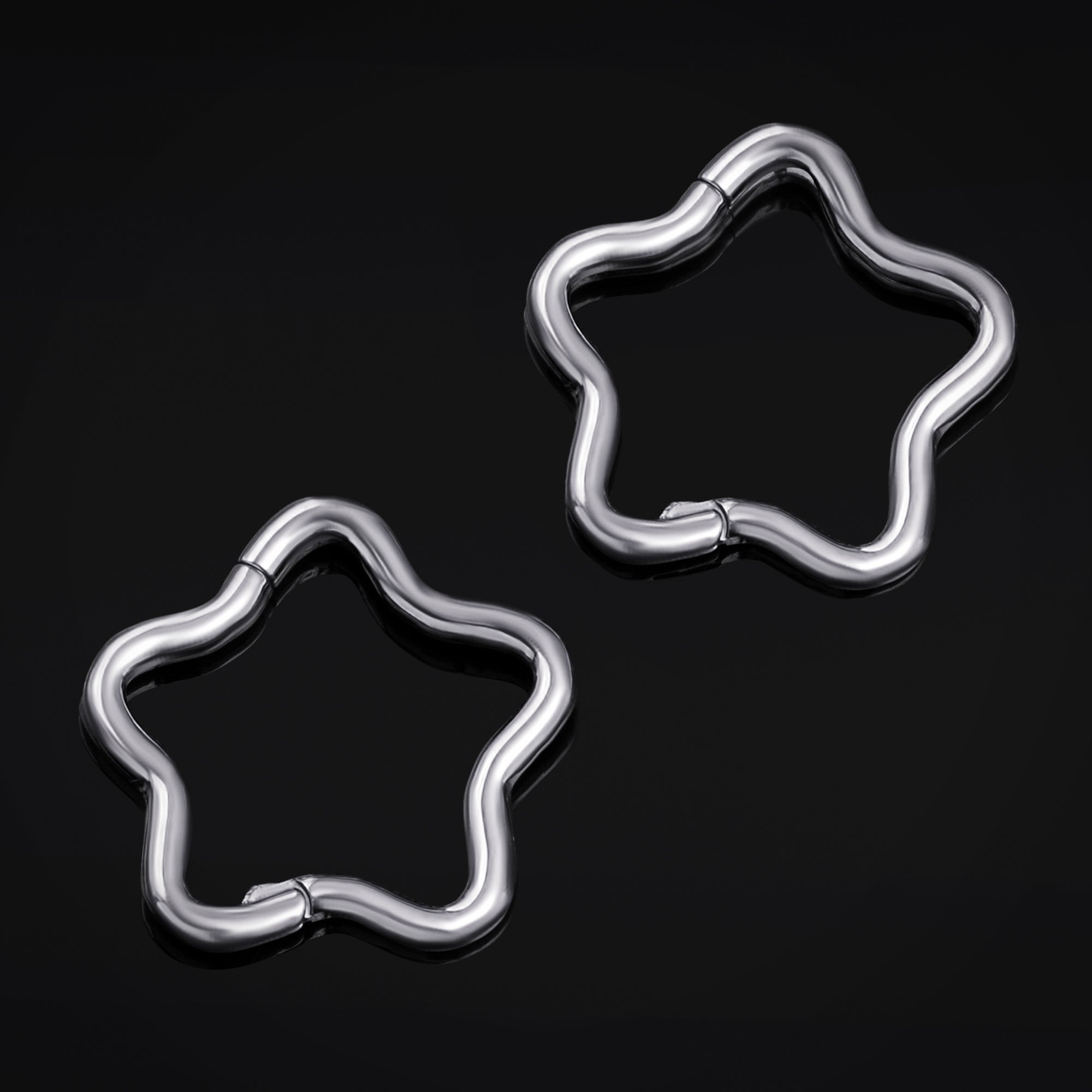Silver Star Hinged Nose Ring ASTM F136 Titanium 1.2mm Gauge