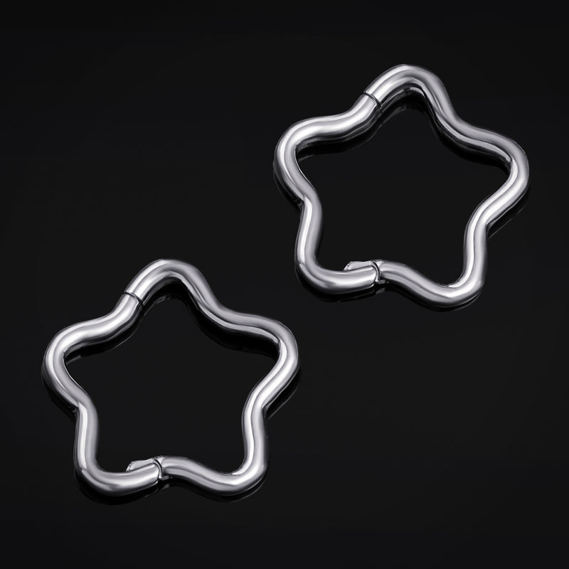 Anneau de nez articulé étoile argentée en titane ASTM F136, calibre 1,2 mm