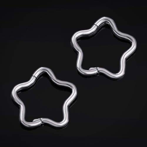 Silver Star Hinged Nose Ring ASTM F136 Titanium 1.2mm Gauge