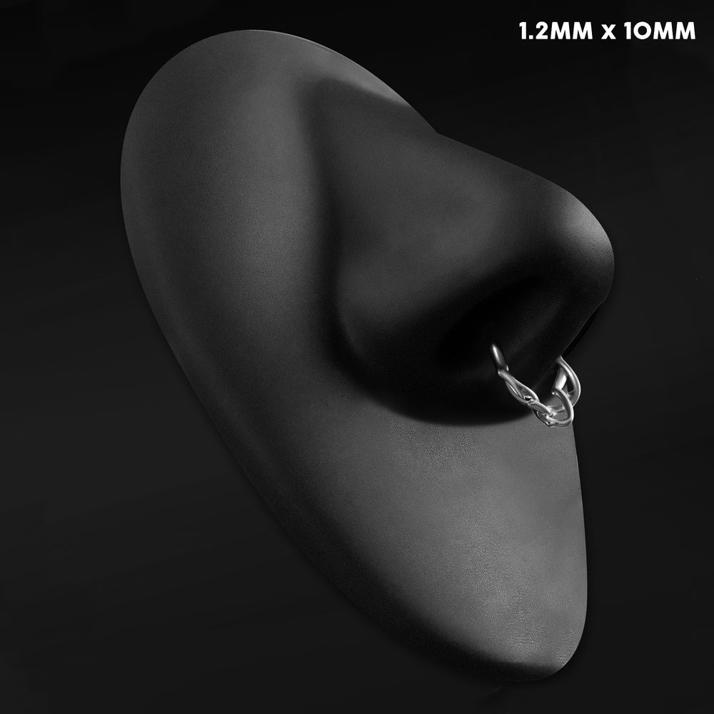 Silver Twisted Thorns ASTM F136 Titanium Segment Clicker Septum Nose Ring - ASTM F136 Titanium Hinged Silver Twisted Thorns Segment Ring for Nose / Septum 1.2mm 