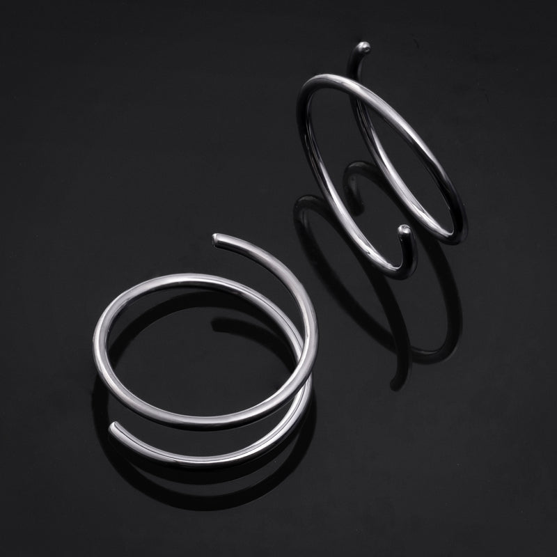 Anneau nasal spiralé, argent, effet double anneau, titane ASTM F136, 20G