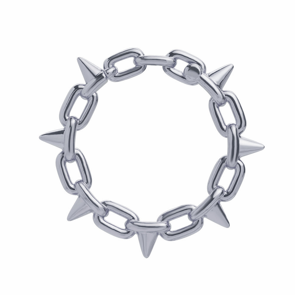Silver Spiked Chain Earring Hanger Ear Weights (Pair) - Pair of Silver Spiked Chain Ear Weights For Stretched Ears