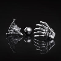 Boucles d'oreilles puces, argent, mains squelettiques, acier inoxydable 316L - paire
