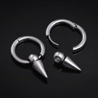 Créoles Huggie en argent, pendantes à pointe, acier inoxydable - paire
