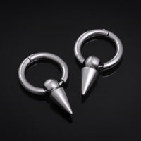Créoles Huggie en argent, pendantes à pointe, acier inoxydable - paire