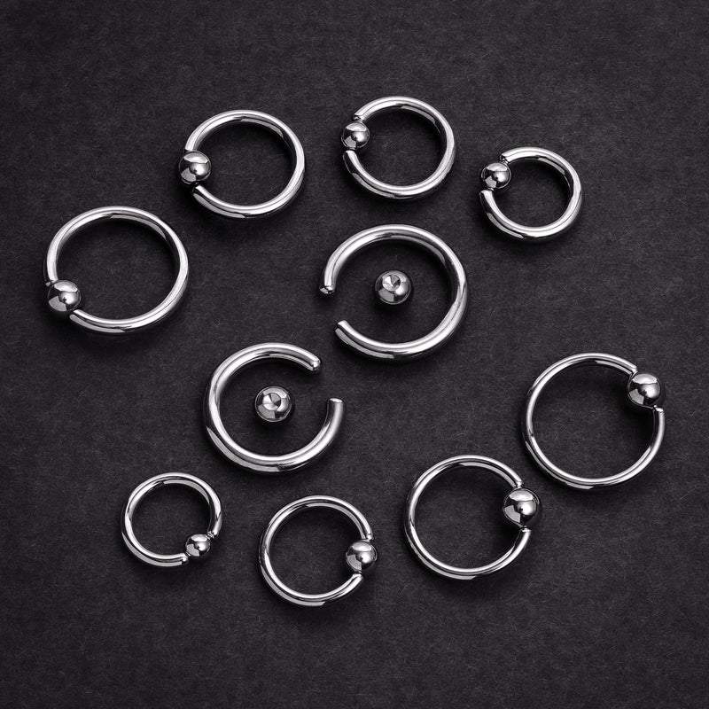 Ball Closure Ring, Silver, Large Gauge, G23 Titanium