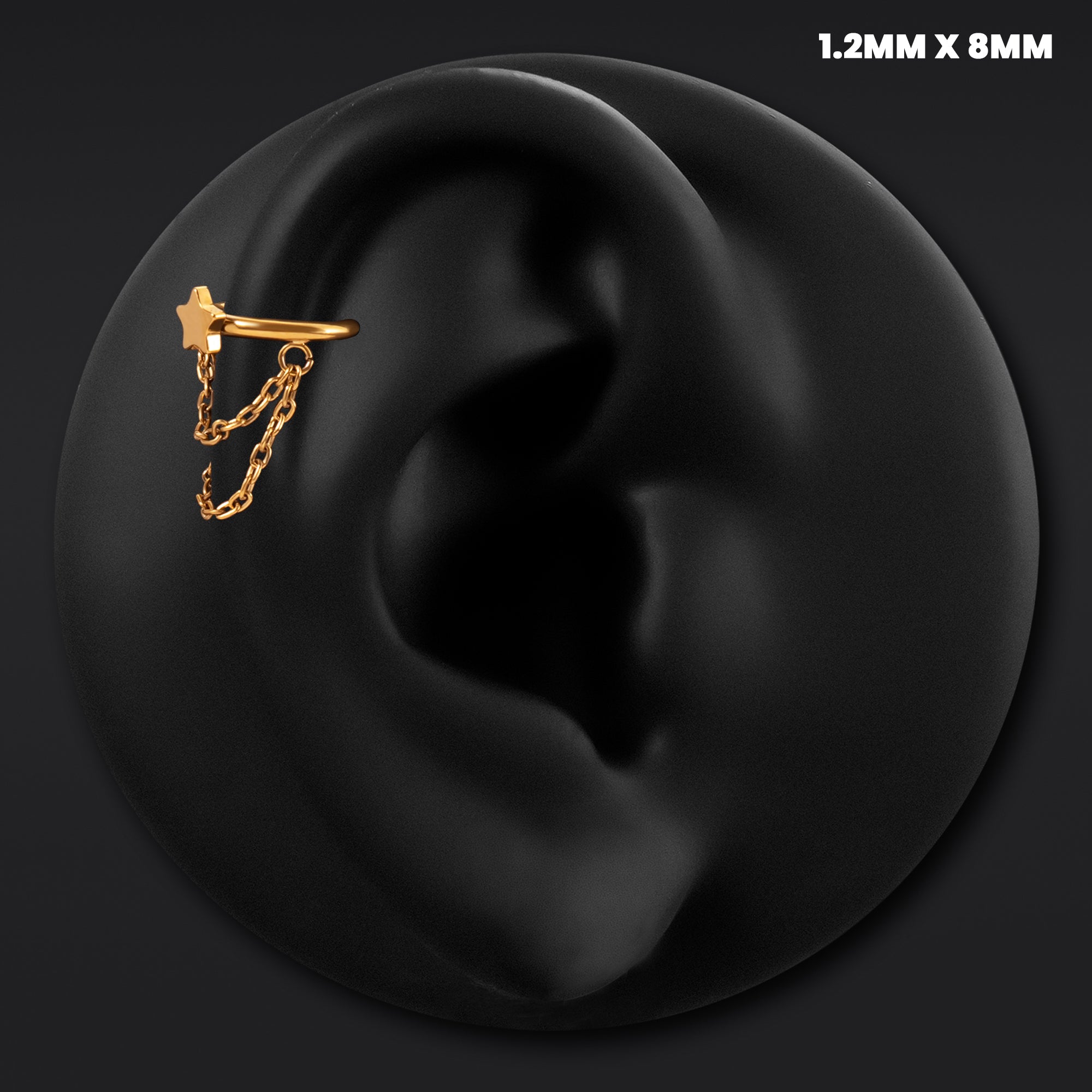 Anneau de septum empilé ouvert, or, titane, 1.2mm