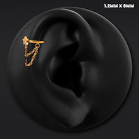 Bague Hélice Étoile à Double Chaîne, Dorée, Titane ASTM F136