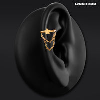 Bague Hélice Étoile à Double Chaîne, Dorée, Titane ASTM F136