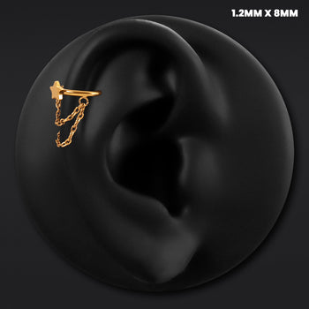 Double Chain Star Helix Ring, Gold, ASTM F136 Titanium