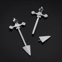Barre de téton, argent, design épée, filetage interne, titane