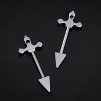 Barre de téton, argent, design épée, filetage interne, titane