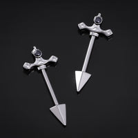 Barre de téton, argent, design épée, filetage interne, titane