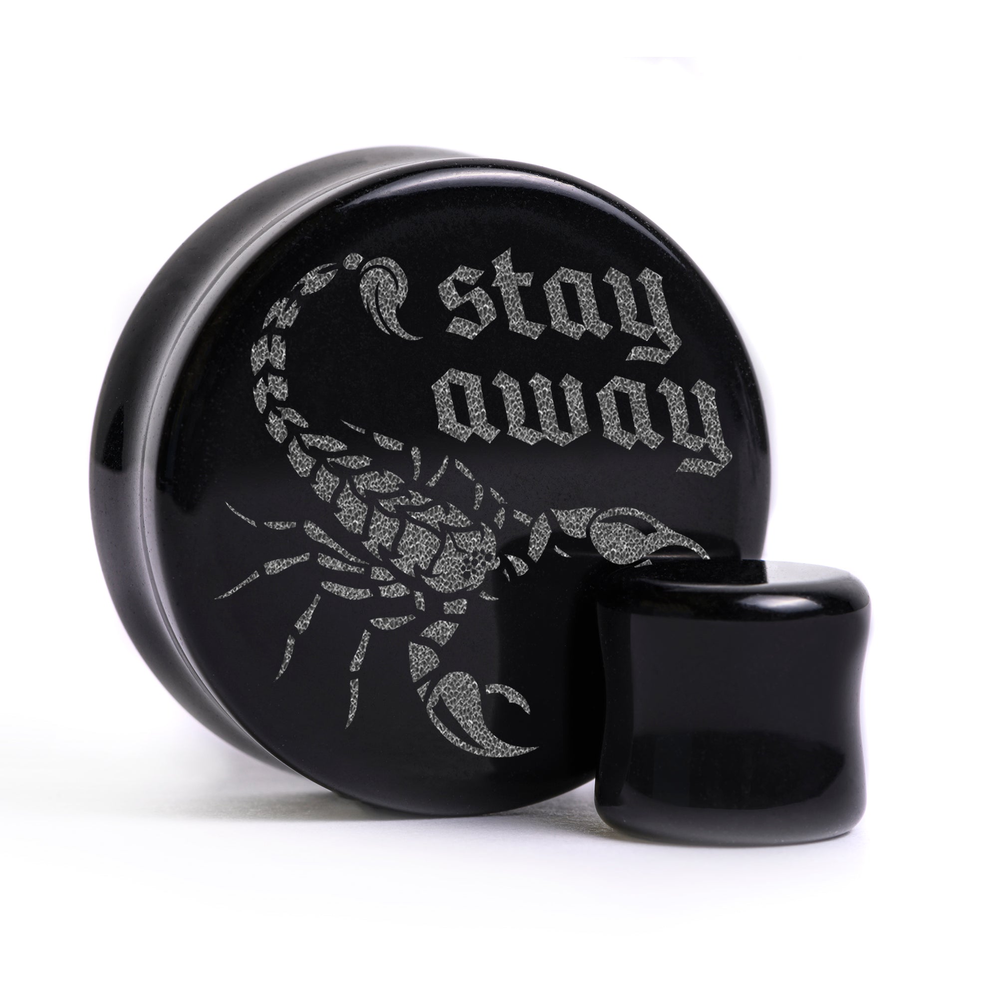Stay Away Scorpion Plug / Gauge - Schwarzes Glas | Flach Gesichts Doppelflansch