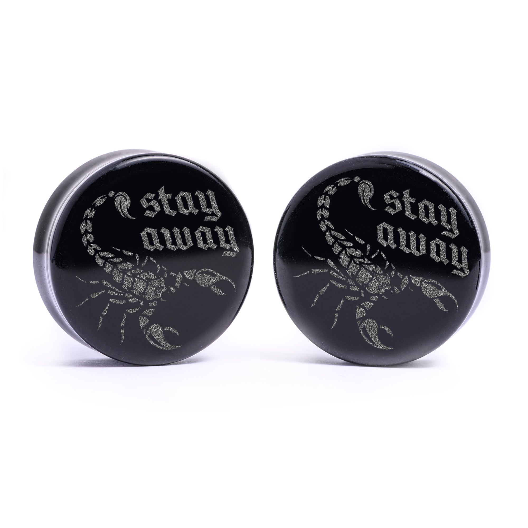 Stay Away Scorpion Plug / Gauge - Schwarzes Glas | Flach Gesichts Doppelflansch