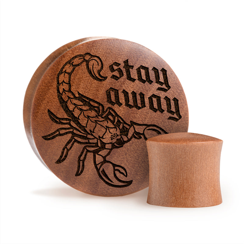 Plug Scorpion Stay Away / Gauge - Bois de Saba | Double flare convexe