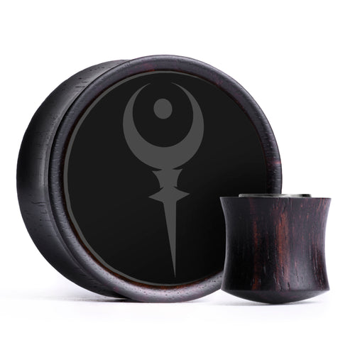 Sigil of Hades Plug / Gauge - Black Inlay Ebony Wood | Convex Double Flare