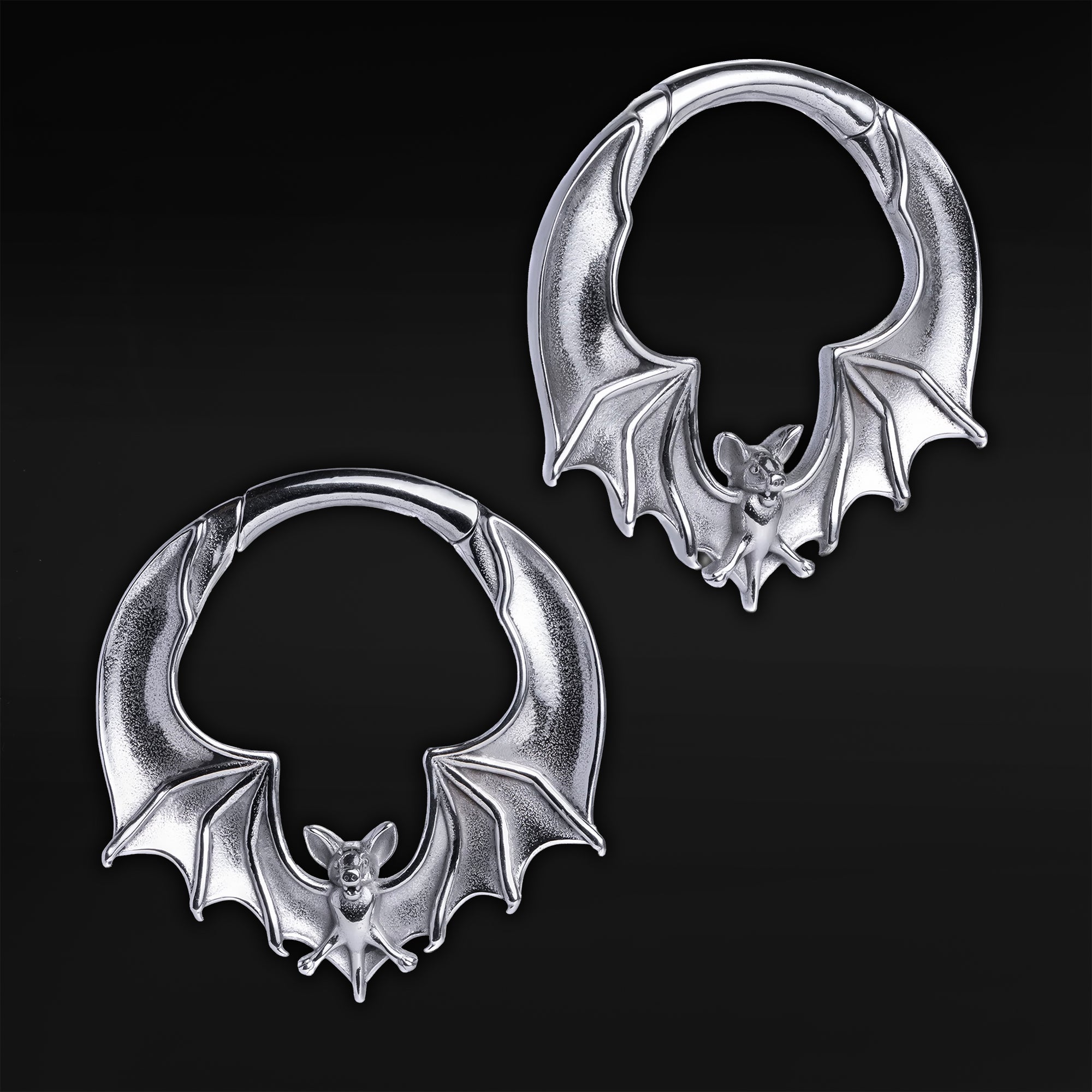 Silver Steel Bat Ear Weights - Pair