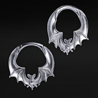 Poids d'oreille chauve-souris en acier argenté - Paire