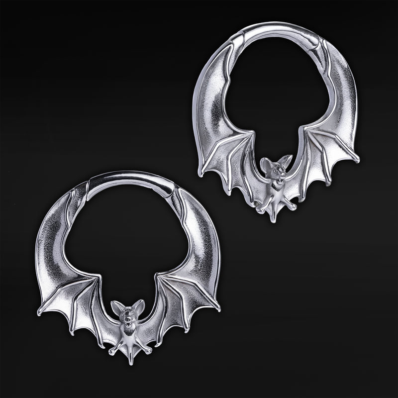 Poids d'oreille chauve-souris en acier argenté - Paire