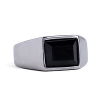 Bague onyx noir argentée