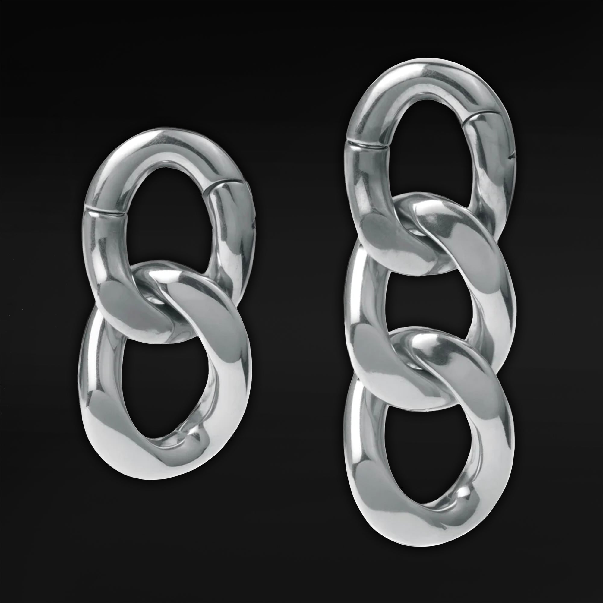 Silver Steel Chain Ear Weights - Pair